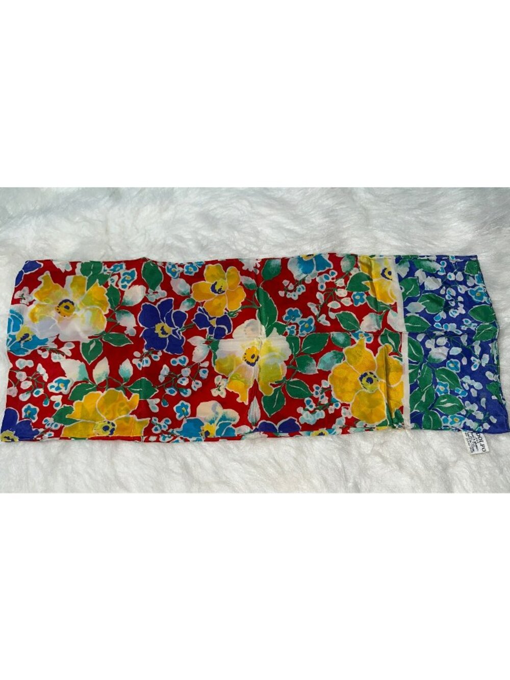 VTG ADOLFO All Silk Scarf Made For Baar & Beards Multi-colored Floral Leaf 50" x